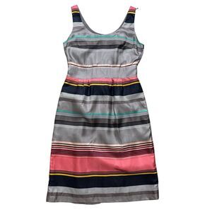 Banana Republic Dress Sz 4 100% Silk Striped Casey Sheath Sleeveless